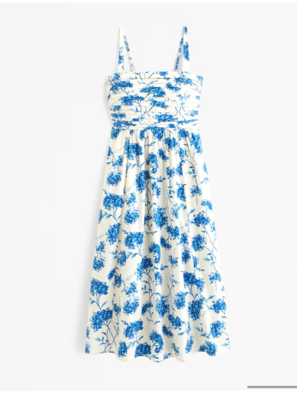 Abercrombie & Fitch White Midi Dress with Blue Floral Print